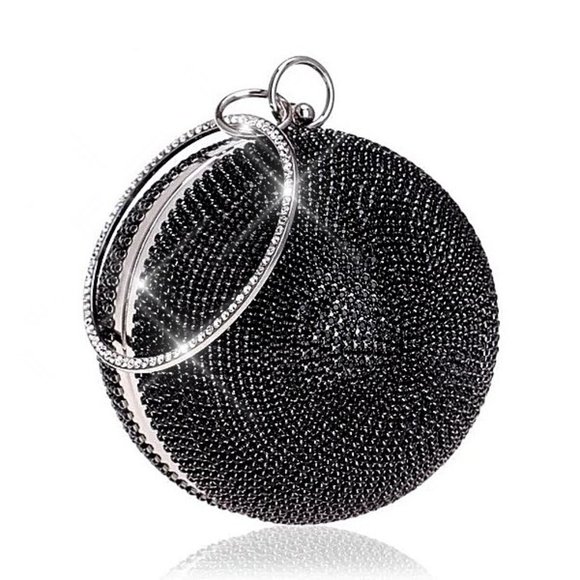 NWT Sparkling Bling Swarovski Crystal Rhinestone Round Ball Purse: Silve… - Picture 9 of 14